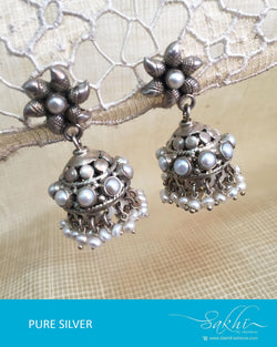 ASDR-3100 - Silver & White Pure Silver Earrings