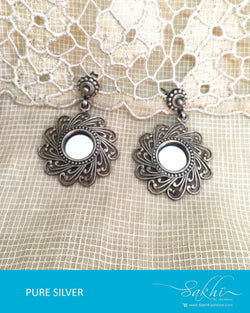 ASDR-3105 - Silver & Antique Pure Silver Earrings
