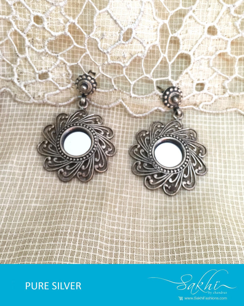 ASDR-3105 - Silver & Antique Pure Silver Earrings