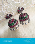 ASDR-3106 - Silver & Multi Pure Silver Earrings