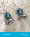 ASDR-3109 - Silver & Blue Pure Silver Earrings