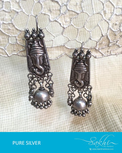 ASDR-3114 - Silver & Antique Pure Silver Earrings