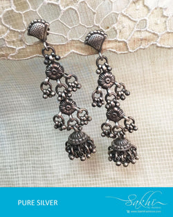 ASDR-3115 - Silver & Antique Pure Silver Earrings