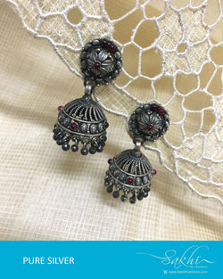 ASDR-3123 - Silver & Pink Pure Silver Earrings
