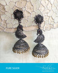 ASDR-3129 - Silver & Gold Pure Silver Earrings
