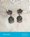 ASDR-3132 - Silver & Antique Pure Silver Earrings