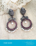 ASDR-3134 - Silver & Pink Pure Silver Earrings