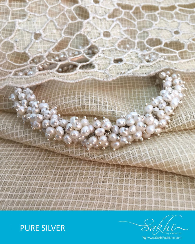 ASDR-3145 - Silver & White Pure Silver Bangle