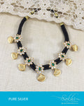ASDR-3217 - Gold & Green Pure Silver Mala