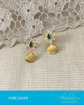 ASDR-3218 - Gold & Green Pure Silver Earrings
