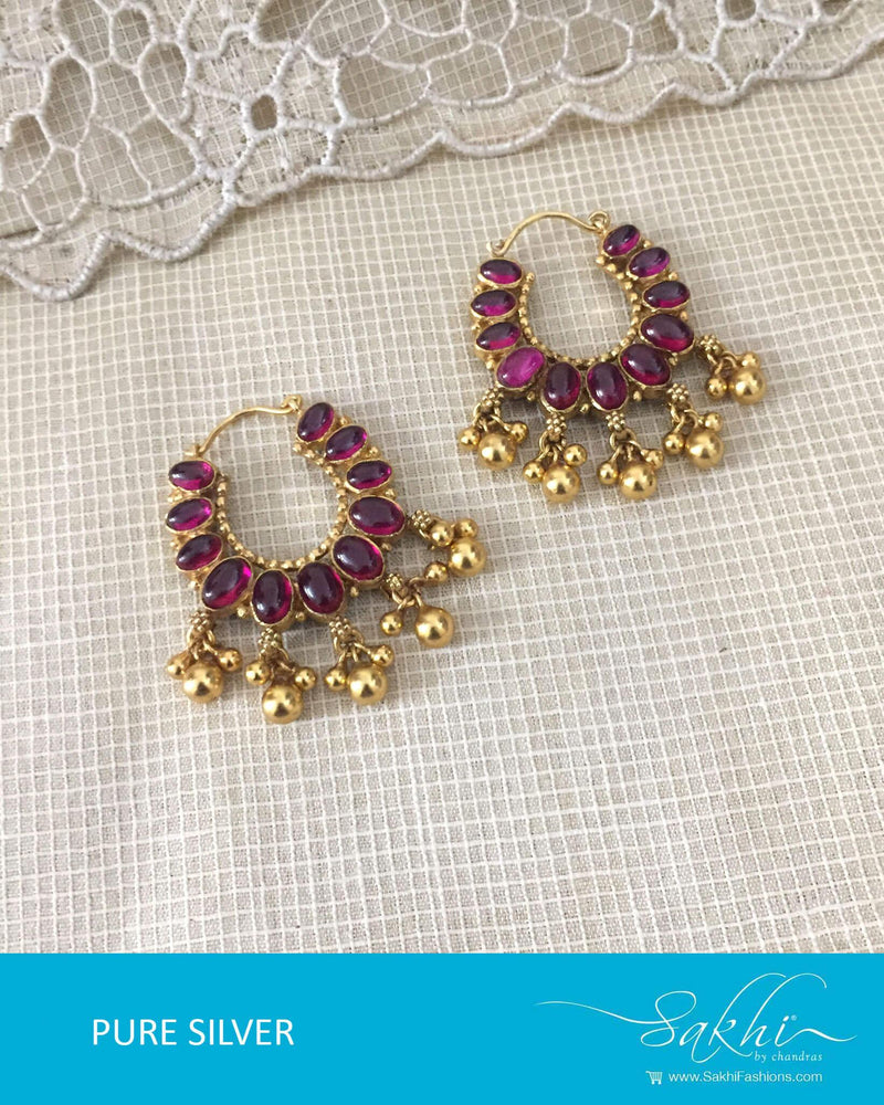 ASDR-3221 - Gold & Pink Pure Silver Earrings