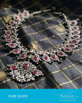 ASDR-8094 - Silver  & Red Pure Silver Mala