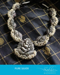 ASDR-8095 - Silver  & Pearl Pure Silver Mala