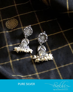 ASDR-8097 - Silver  & Pearl Pure Silver Earrings
