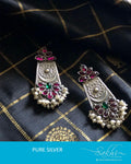 ASDR-8098 - Silver  & Red Pure Silver Earrings