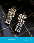 ASDR-8100 - Silver  & Multi Pure Silver Earrings
