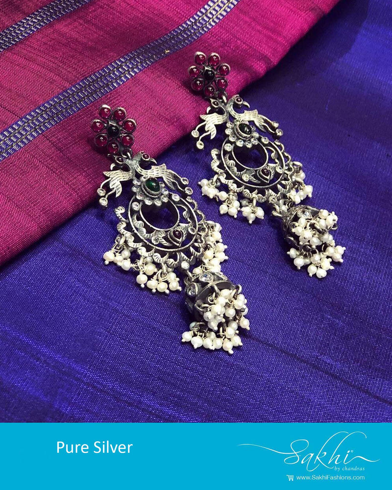 ASDR-8772 - Silver & Multi Silver Earring