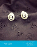 ASDR-8917 - Cream & Gold Pure Silver Earring