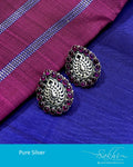 ASDR-9164 - White & Red Silver Earrings