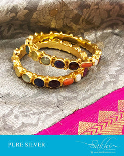 ASDS-0519 - Gold & Multi Pure Silver  Bangle