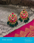 ASDS-0523 - Gold & White Pure Silver  Earring