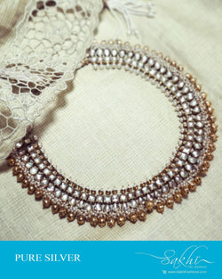ASDS-13221 - Silver & Gold Silver Necklace