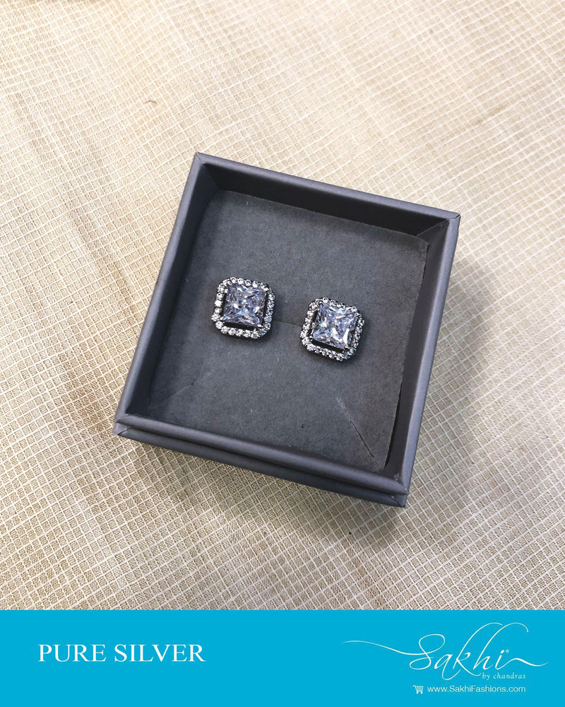 ASDS-14567 - Silver &  Pure Silver Earring