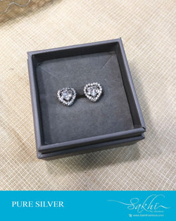 ASDS-14568 - Silver &  Pure Silver Earring