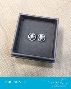 ASDS-14570 - Silver &  Pure Silver Earring