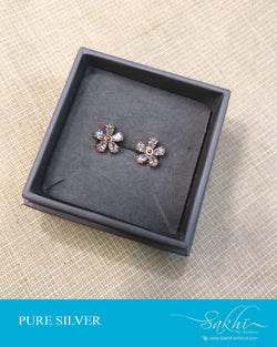 ASDS-14577 - Silver &  Pure Silver Earring