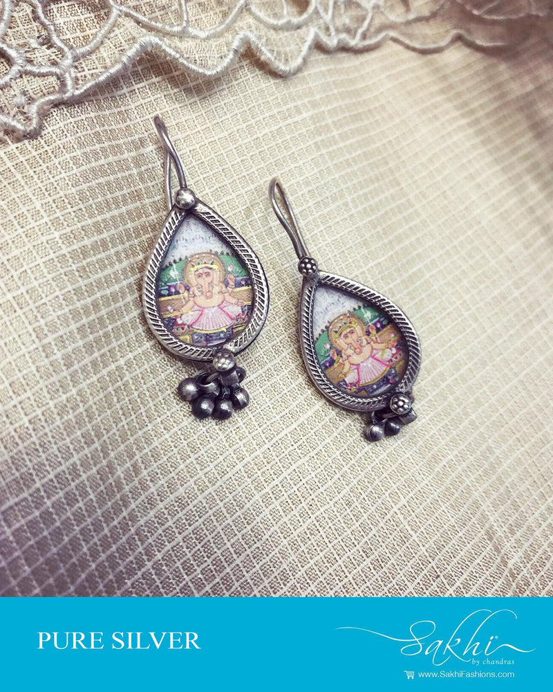 ASDS-16455 - Blue &  Pure Silver  Earring