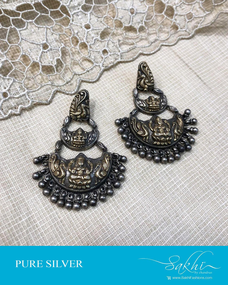 ASDS-16556 - Silver &  Pure Silver  Earring
