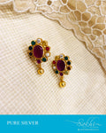ASDS-16754 - Silver & Multi Pure Silver  Navarathna Studs