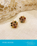 ASDS-16773 - Silver & multi pure Silver Navarathna studs