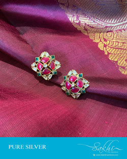 ASDS-201203 - Gold,Multi &  Pure Silver Earrings