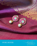 ASDS-201204 - Gold,Pink &  Pure Silver Earrings