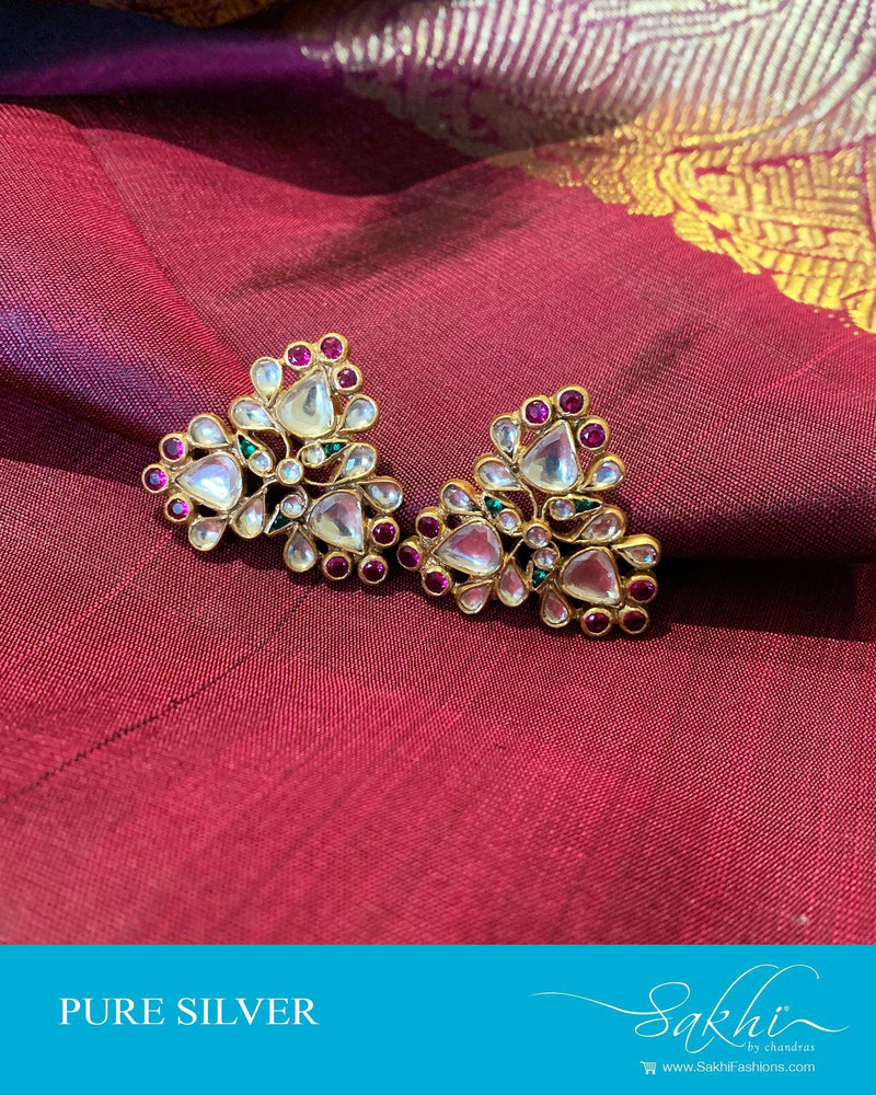 ASDS-201205 - White,Pink &  Pure Silver Earrings