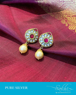 ASDS-201206 - Gold,Pink &  Pure Silver Earrings