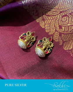ASDS-201207 - Gold,Multi &  Pure Silver Earrings