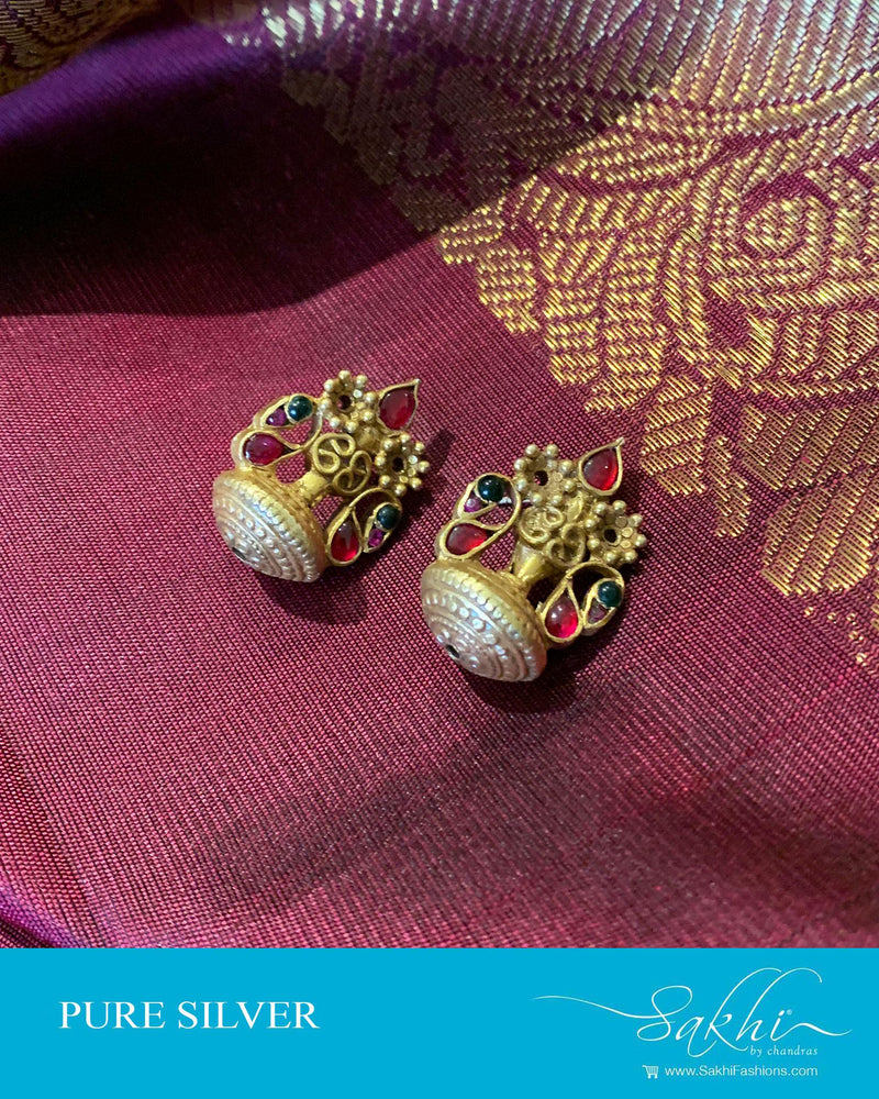 ASDS-201207 - Gold,Multi &  Pure Silver Earrings