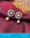 ASDS-201208 - Gold,Pink &  Pure Silver Earrings