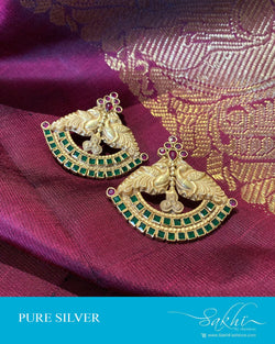 ASDS-201209 - Gold,Green &  Pure Silver Earrings