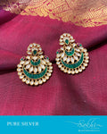 ASDS-201214 - White,Green &  Pure Silver Earrings