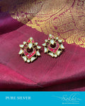 ASDS-201215 - White,pink &  Pure Silver Earrings