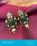 ASDS-201216 - White,Green &  Pure Silver Earrings