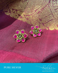 ASDS-201219 - Pink,Green &  Pure Silver Earrings