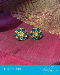 ASDS-201220 - Gold,Green &  Pure Silver Earrings