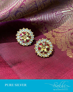 ASDS-201223 - White,Pink &  Pure Silver Earrings