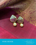 ASDS-201224 - White,Pink &  Pure Silver Earrings