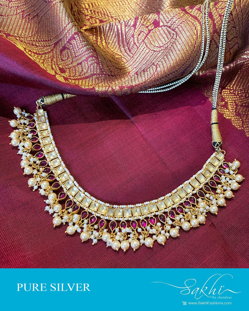 ASDS-201230 - Gold,Multi &  Pure Silver Necklace